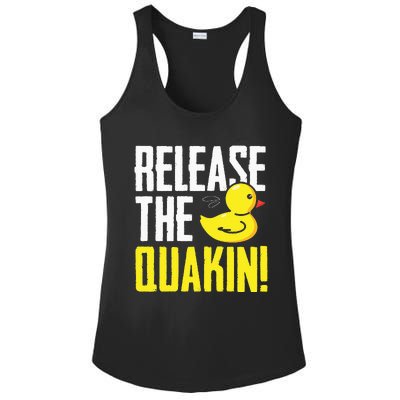 Release The Quackin! Graphic Rubber Duck Funny Ladies PosiCharge Competitor Racerback Tank