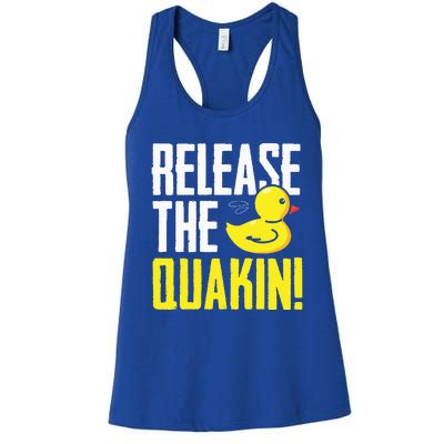 Release The Quackin! Graphic Rubber Duck Funny Women's Racerback Tank