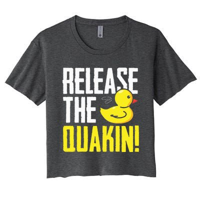 Release The Quackin! Graphic Rubber Duck Funny Women's Crop Top Tee