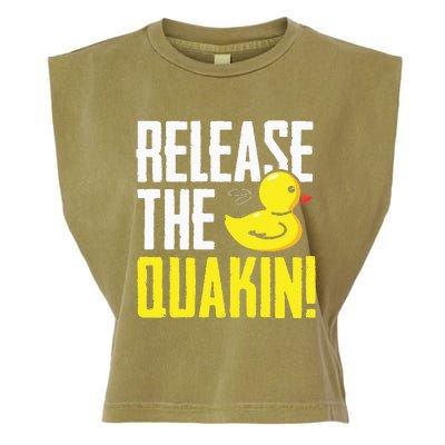 Release The Quackin! Graphic Rubber Duck Funny Garment-Dyed Women's Muscle Tee