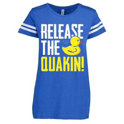 Release The Quackin! Graphic Rubber Duck Funny Enza Ladies Jersey Football T-Shirt