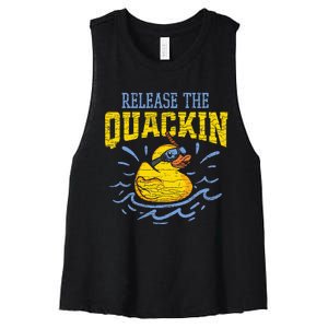 Release The Quackin Rubber Duck Women's Racerback Cropped Tank