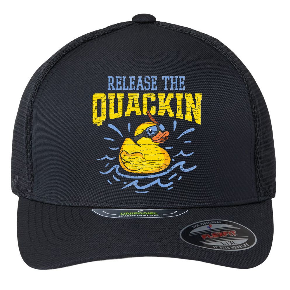 Release The Quackin Rubber Duck Flexfit Unipanel Trucker Cap