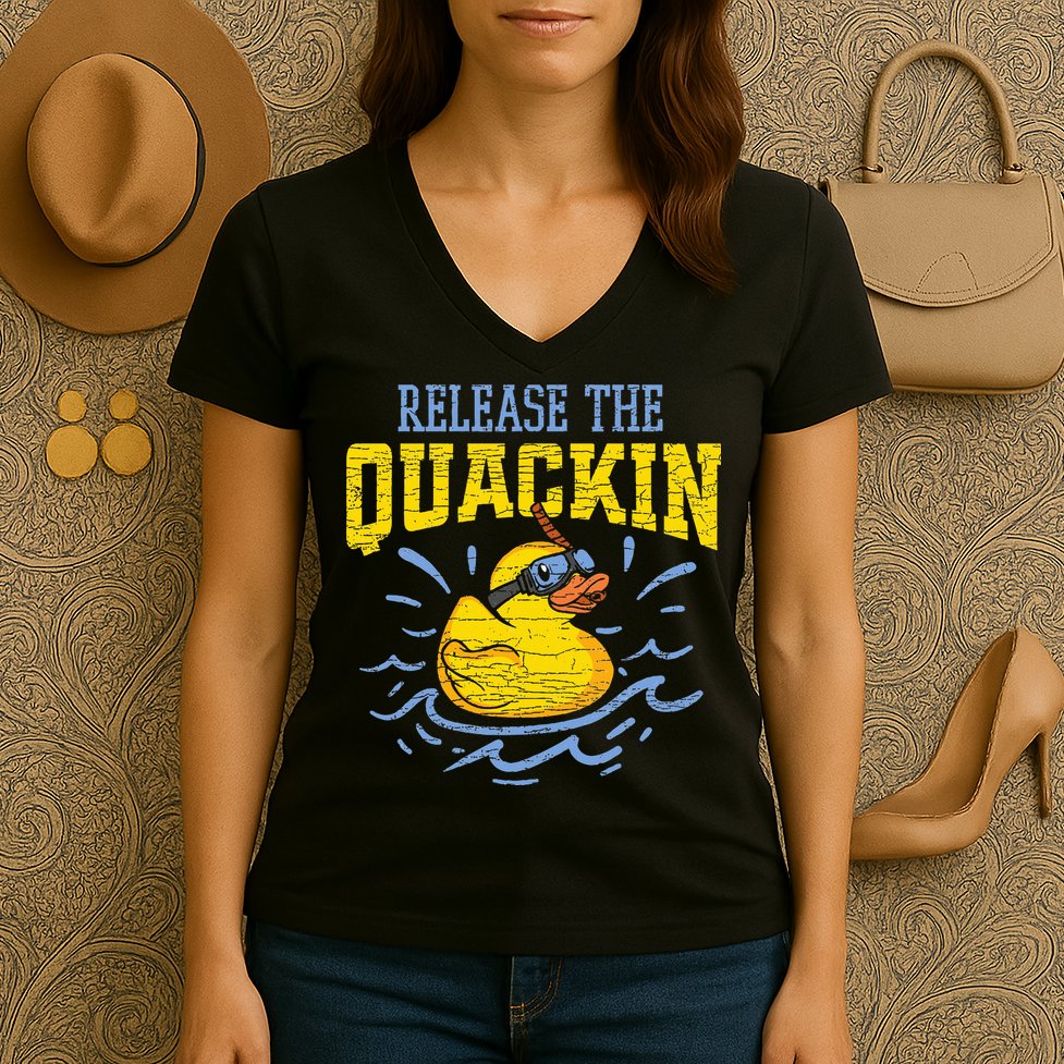 Release The Quackin Rubber Duck Women's V-Neck T-Shirt