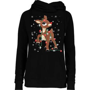 Rudolph The Red Nose Reindeer For and Christmas Fan  Womens Funnel Neck Pullover Hood