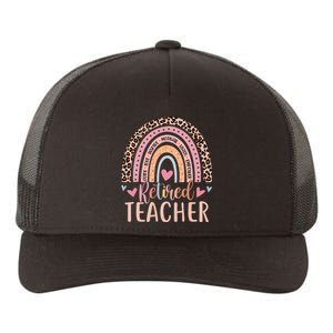 Retired Teacher Rainbow Leopard Print School Retirement Yupoong Adult 5-Panel Trucker Hat