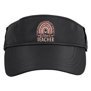 Retired Teacher Rainbow Leopard Print School Retirement Adult Drive Performance Visor