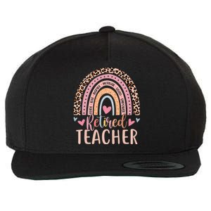 Retired Teacher Rainbow Leopard Print School Retirement Wool Snapback Cap