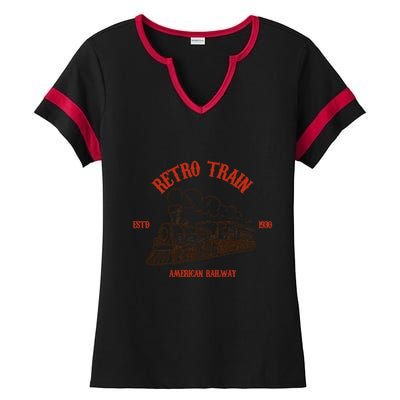 Retro Trains Ladies Halftime Notch Neck Tee