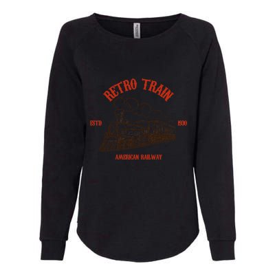 Retro Trains Womens California Wash Sweatshirt