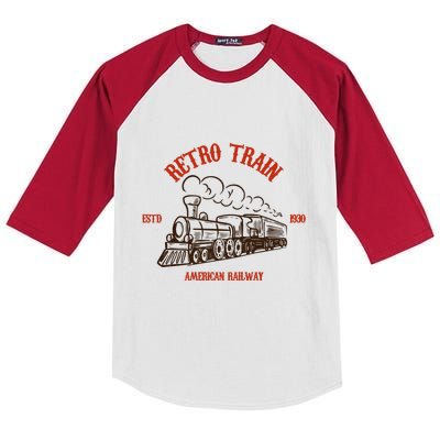 Retro Trains Kids Colorblock Raglan Jersey