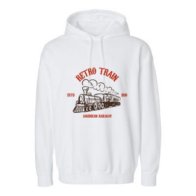 Retro Trains Garment-Dyed Fleece Hoodie