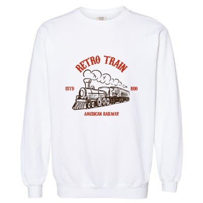 Retro Trains Garment-Dyed Sweatshirt