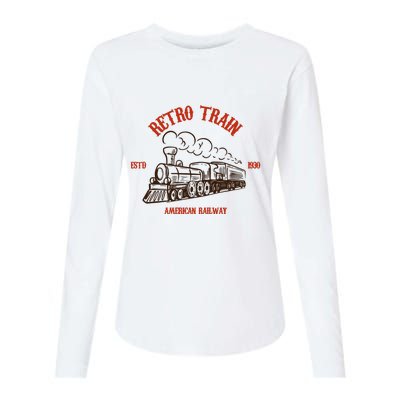 Retro Trains Womens Cotton Relaxed Long Sleeve T-Shirt