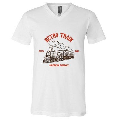 Retro Trains V-Neck T-Shirt