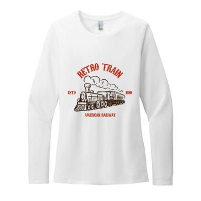 Retro Trains Womens CVC Long Sleeve Shirt