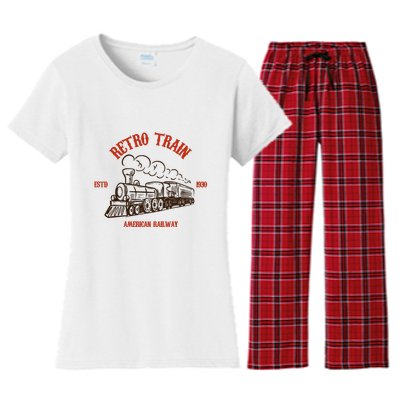 Retro Trains Women's Flannel Pajama Set