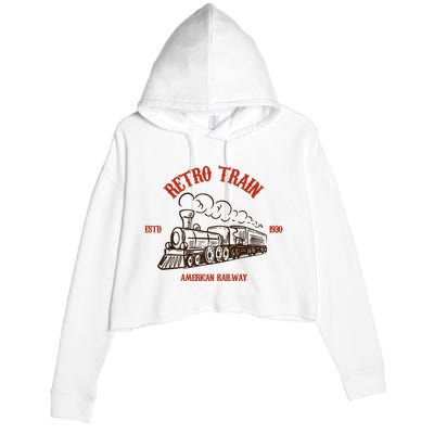 Retro Trains Crop Fleece Hoodie