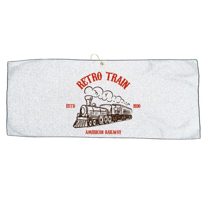 Retro Trains Large Microfiber Waffle Golf Towel