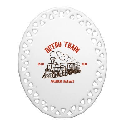 Retro Trains Ceramic Oval Ornament