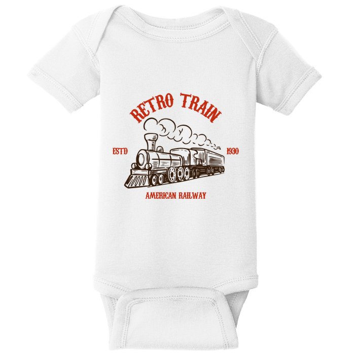 Retro Trains Baby Bodysuit