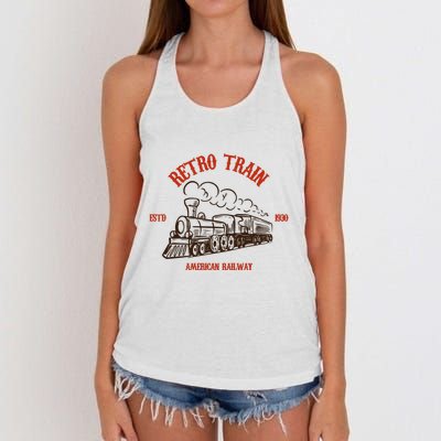 Retro Trains Women's Knotted Racerback Tank