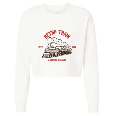 Retro Trains Cropped Pullover Crew