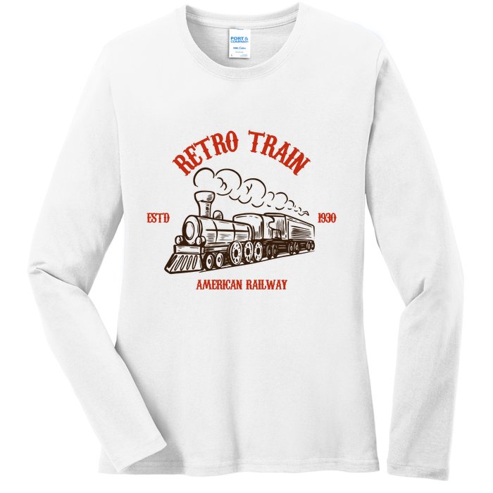 Retro Trains Ladies Long Sleeve Shirt