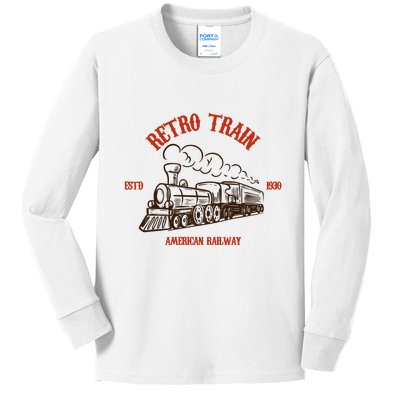 Retro Trains Kids Long Sleeve Shirt