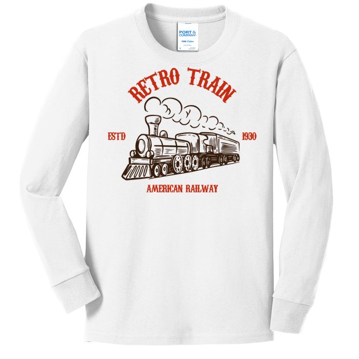 Retro Trains Kids Long Sleeve Shirt