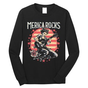 Rosie The Riveter 4th of July Country Rock Music Funny Long Sleeve Shirt