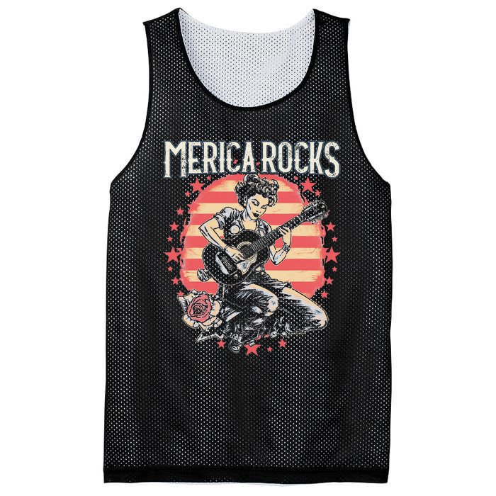 Rosie The Riveter 4th of July Country Rock Music Funny Mesh Reversible Basketball Jersey Tank