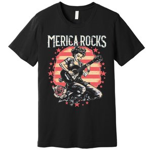 Rosie The Riveter 4th of July Country Rock Music Funny Premium T-Shirt