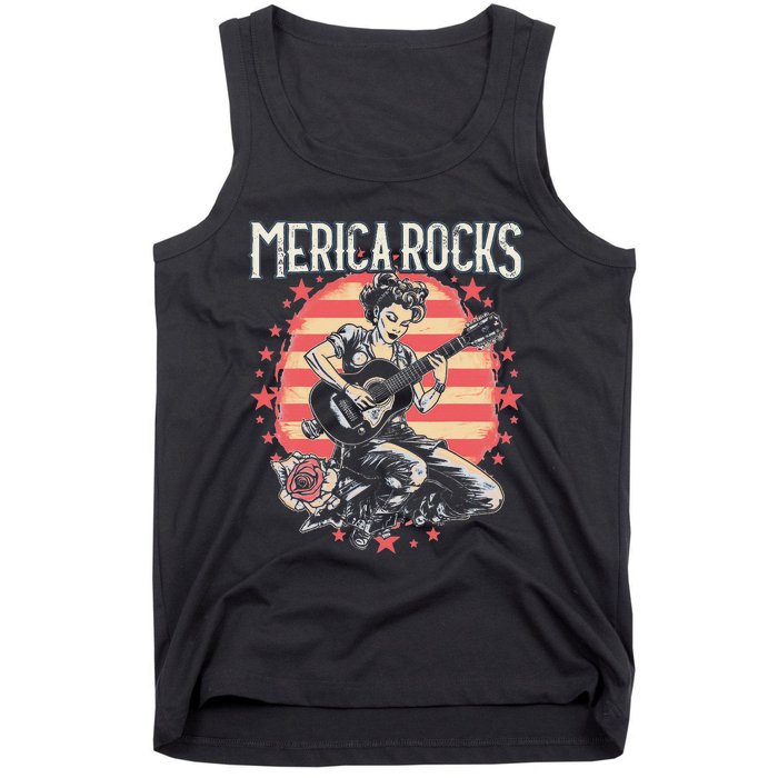 Rosie The Riveter 4th of July Country Rock Music Funny Tank Top