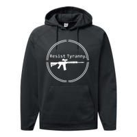 Resist Tyranny Rifle Libertarian Conservative Pro Gun 2A USA Performance Fleece Hoodie