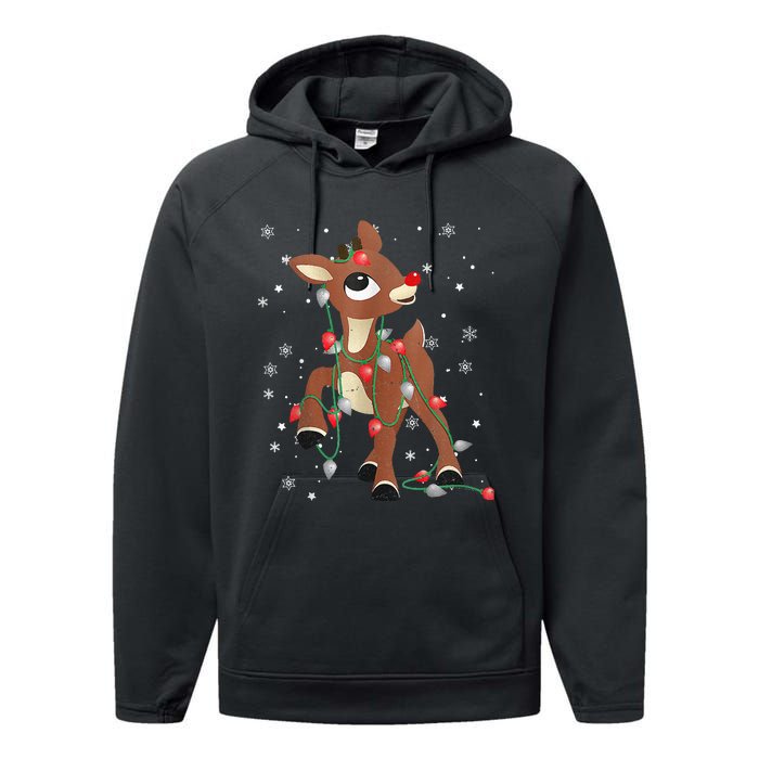 Rudolph The Red Nose Reindeer For and Christmas Fan Performance Fleece Hoodie