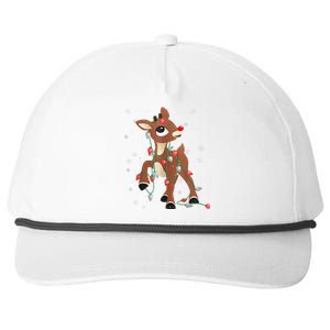 Rudolph The Red Nose Reindeer For and Christmas Fan Snapback Five-Panel Rope Hat