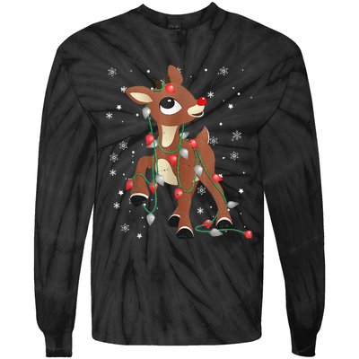 Rudolph The Red Nose Reindeer For and Christmas Fan Tie-Dye Long Sleeve Shirt