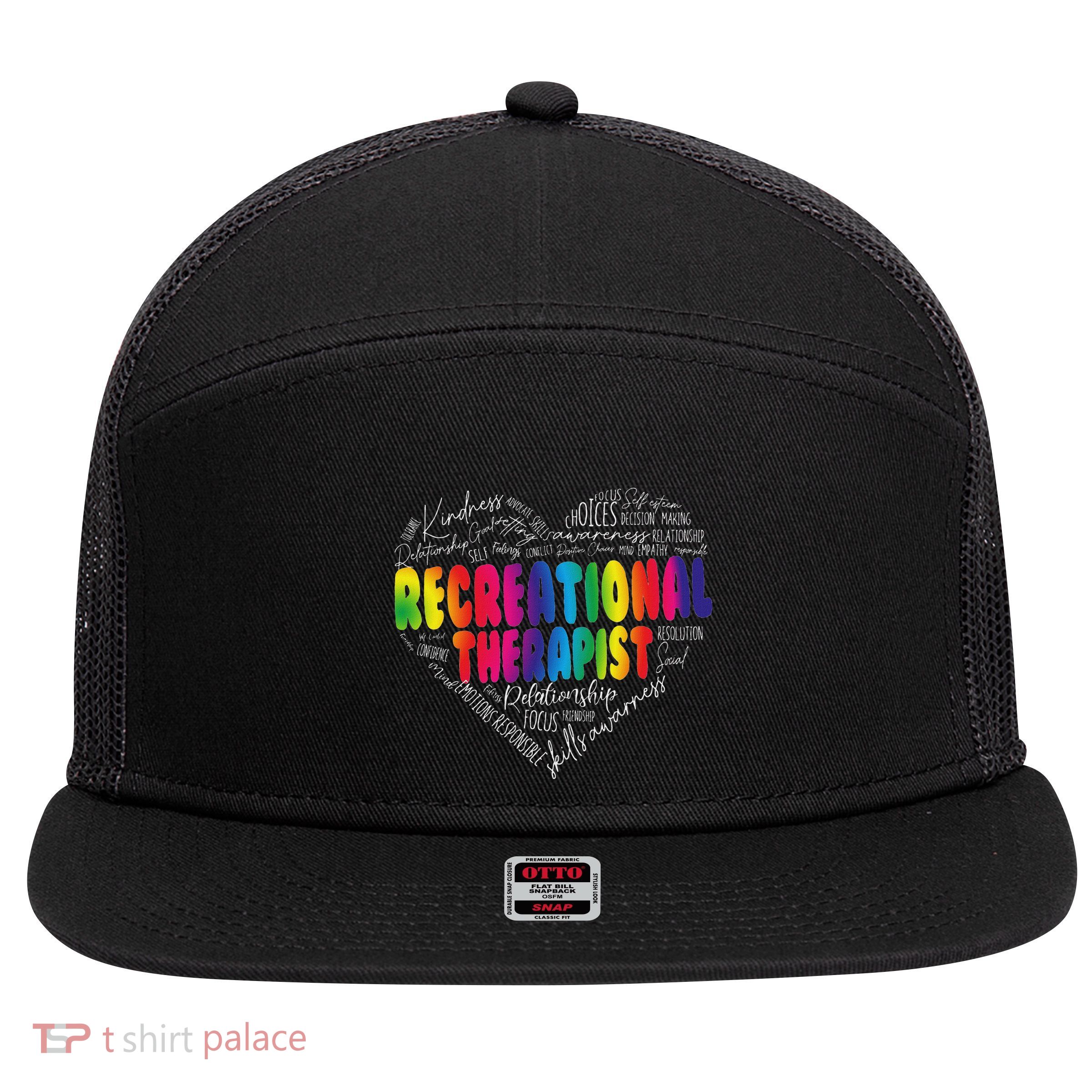 Recreational Therapist Recreation Therapy Therapeutic 7 Panel Mesh Trucker Snapback Hat