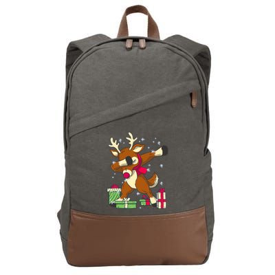 Rudolph The Red Nose Reindeer For Dab Dance Christmas Cotton Canvas Backpack