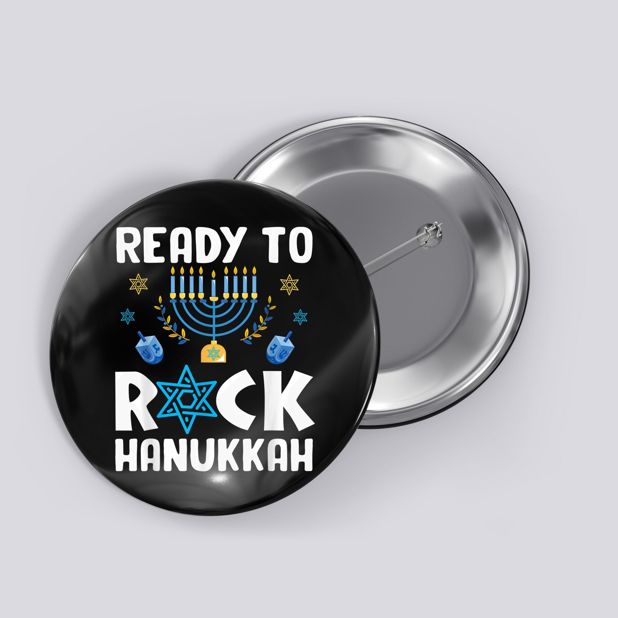 Ready To Rock Hanukkah Pajamas Chanukah Button
