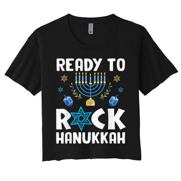 Ready To Rock Hanukkah Pajamas Chanukah Women's Crop Top Tee