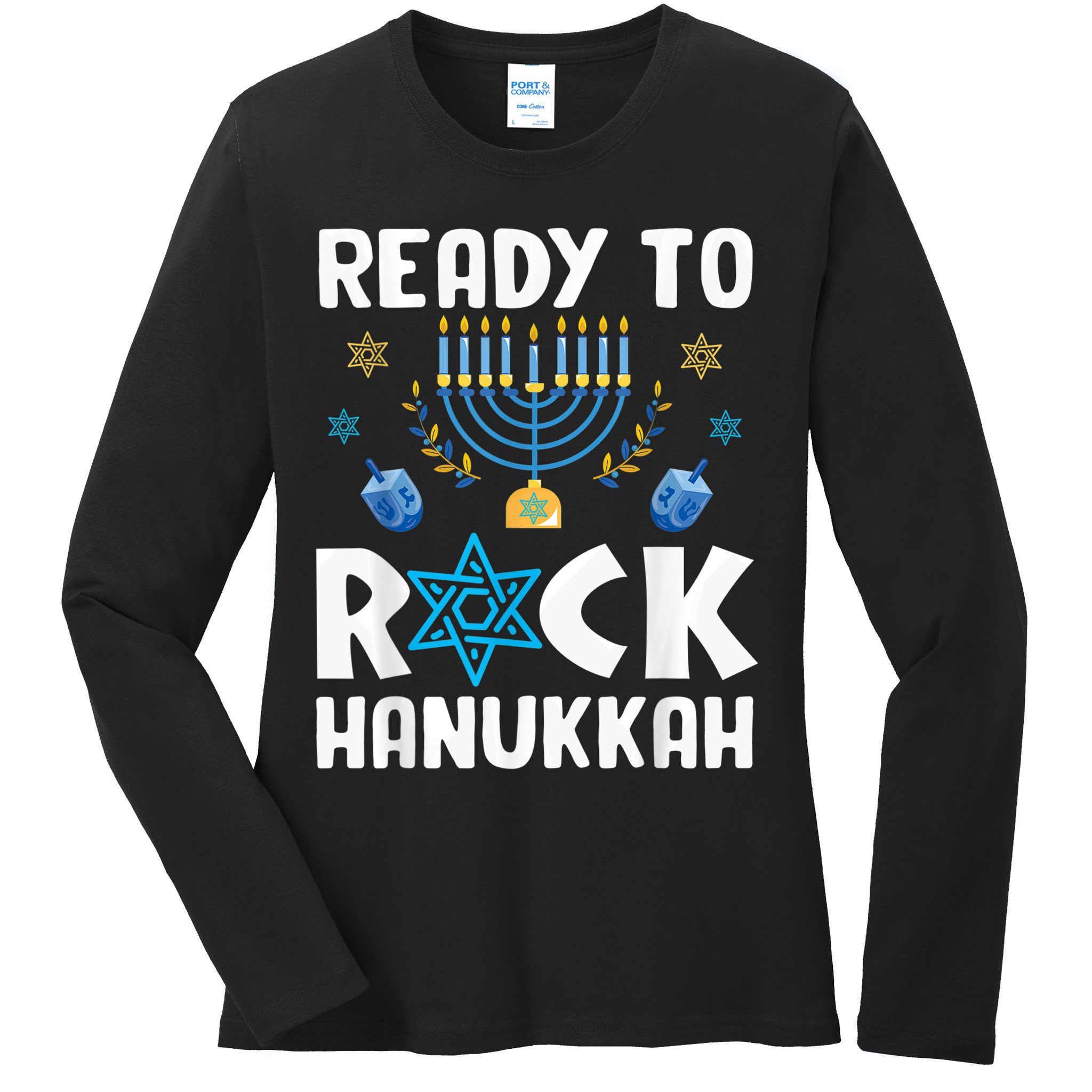 Ready To Rock Hanukkah Pajamas Chanukah Ladies Long Sleeve Shirt