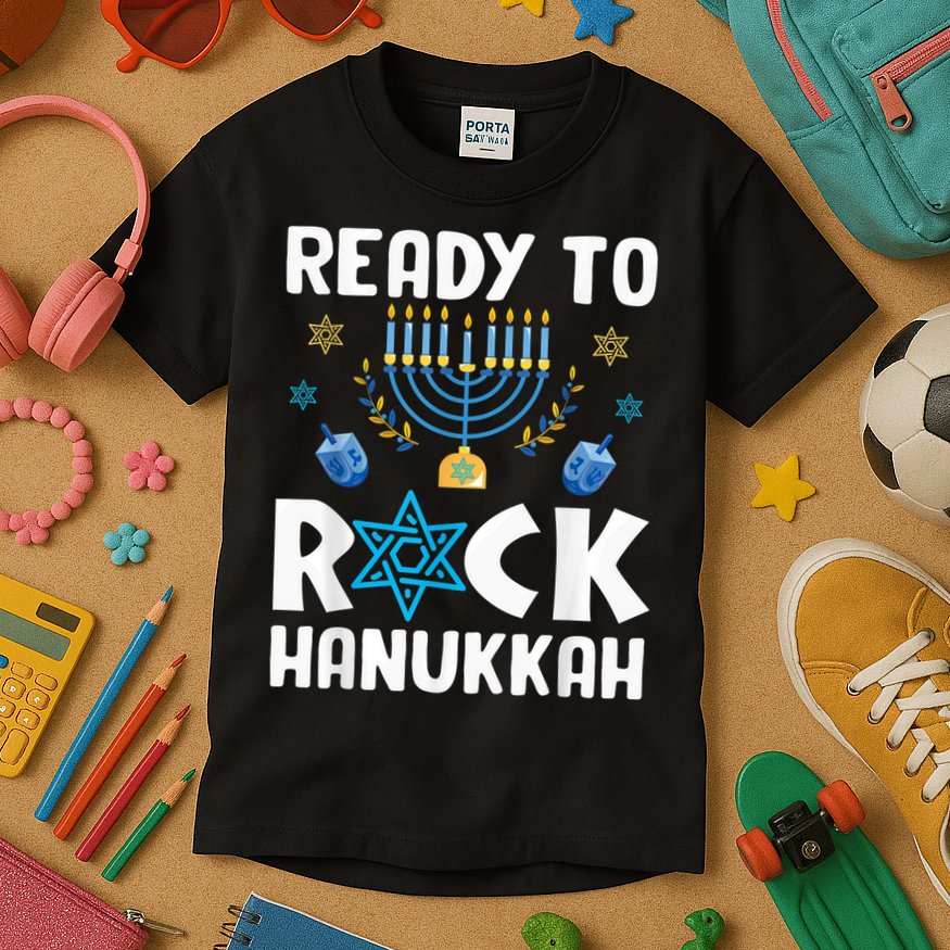 Ready To Rock Hanukkah Pajamas Chanukah Kids T-Shirt