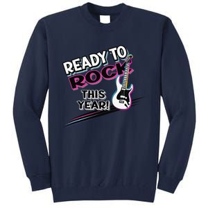 Ready To Rock This Year Funny Back To School Graphic Guitar Tall Sweatshirt