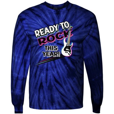 Ready To Rock This Year Funny Back To School Graphic Guitar Tie-Dye Long Sleeve Shirt