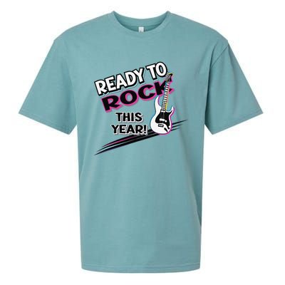 Ready To Rock This Year Funny Back To School Graphic Guitar Sueded Cloud Jersey T-Shirt