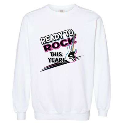 Ready To Rock This Year Funny Back To School Graphic Guitar Garment-Dyed Sweatshirt