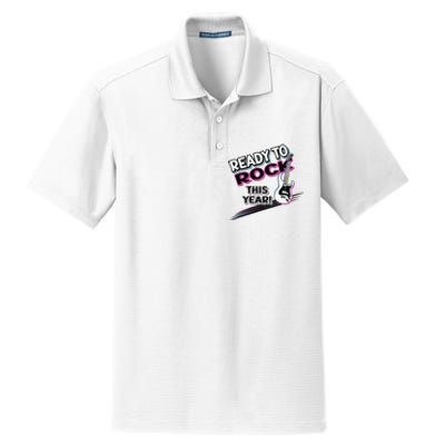 Ready To Rock This Year Funny Back To School Graphic Guitar Dry Zone Grid Polo