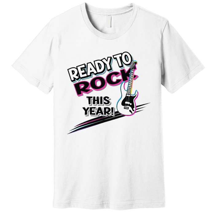 Ready To Rock This Year Funny Back To School Graphic Guitar Premium T-Shirt